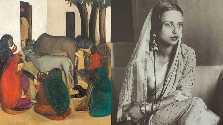 <div class="paragraphs"><p>‘The Story Teller’ oil on canvas (left) and Amrita Sher-Gil (right).</p></div>
