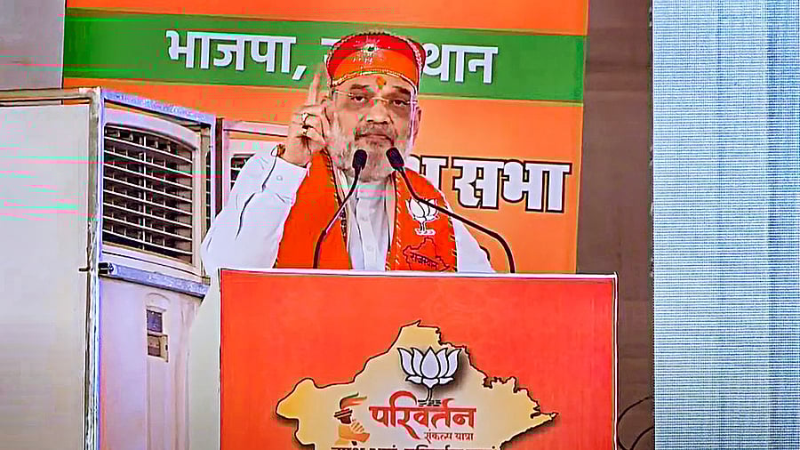 <div class="paragraphs"><p>Union Home Minister Amit Shah speaks during the inauguration of 'Parivartan Sankalp Yatra</p></div>