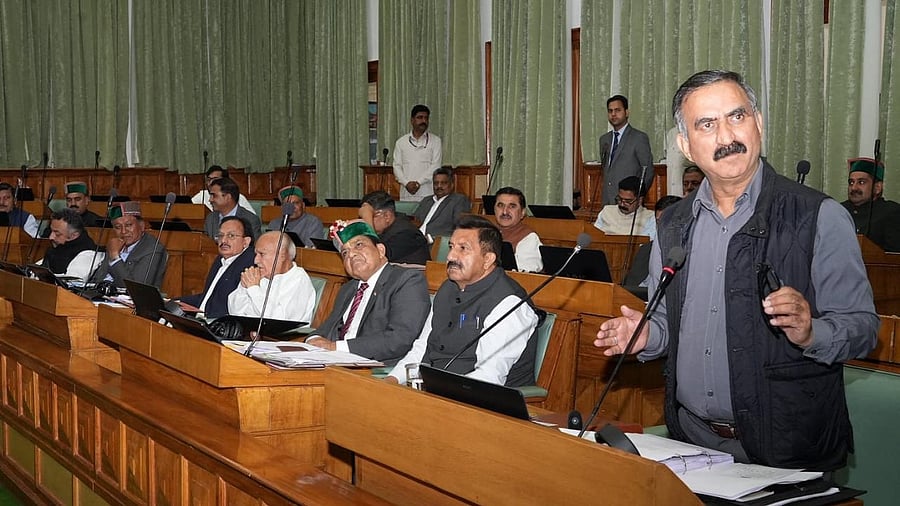 <div class="paragraphs"><p>Himachal Pradesh CM Sukhvinder Singh Sukhu speaking in the state assembly.</p></div>