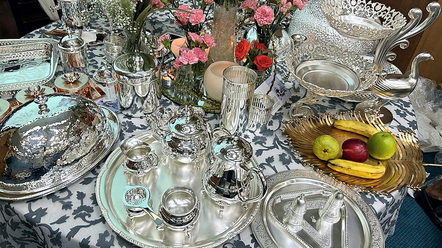 <div class="paragraphs"><p>Silverware bearing intricately engraved motifs inspired by Indian cultural heritage.</p></div>