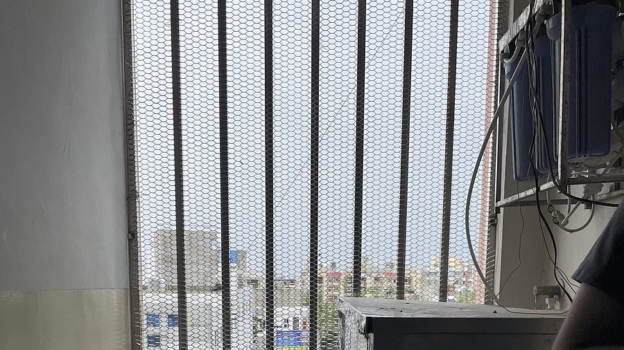 <div class="paragraphs"><p>'Anti-suicide' nets installed at a hostel to catch students in case they jump from higher floors, in Kota.</p></div>