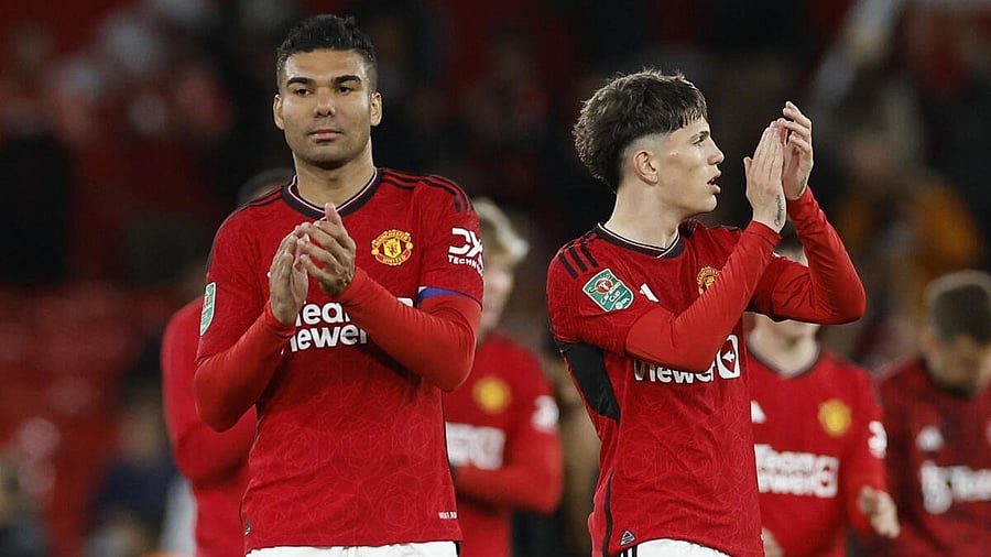 <div class="paragraphs"><p>Manchester United's Casemiro and Alejandro Garnacho celebrate after the match against&nbsp;Crystal Palace.&nbsp;</p></div>