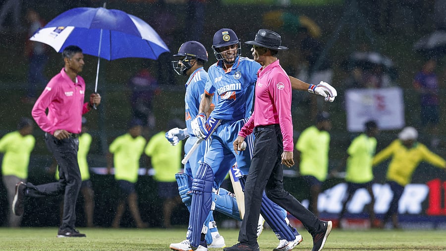 <div class="paragraphs"><p> Pallekele International Cricket Stadium amid rain.</p></div>