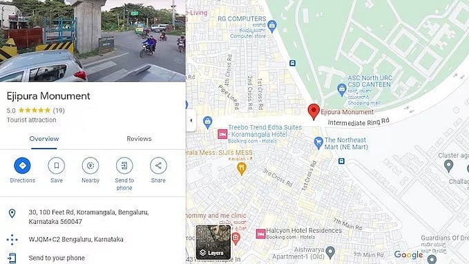 <div class="paragraphs"><p>Screenshot from google maps where the flyover is marked 'Ejipura Monument'.</p></div>