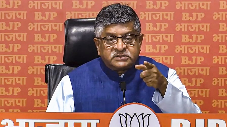 <div class="paragraphs"><p>Senior BJP leader Ravi Shankar Prasad addresses a press conference at the party headquarters, in New Delhi, Tuesday, Sept 12, 2023. </p></div>