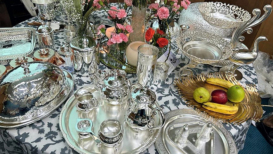 <div class="paragraphs"><p>Silverware bearing intricately engraved motifs inspired by Indian cultural heritage.</p></div>