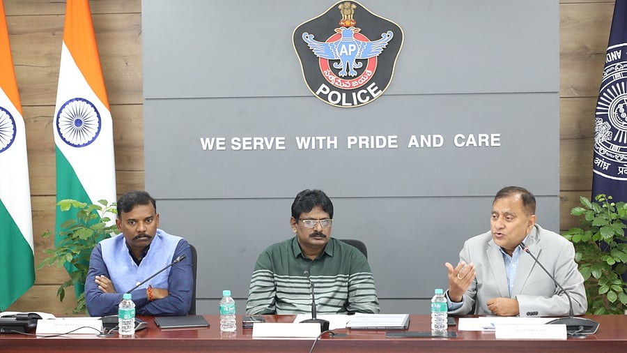 <div class="paragraphs"><p>Andhra CID chief N Sanjay (centre).</p></div>