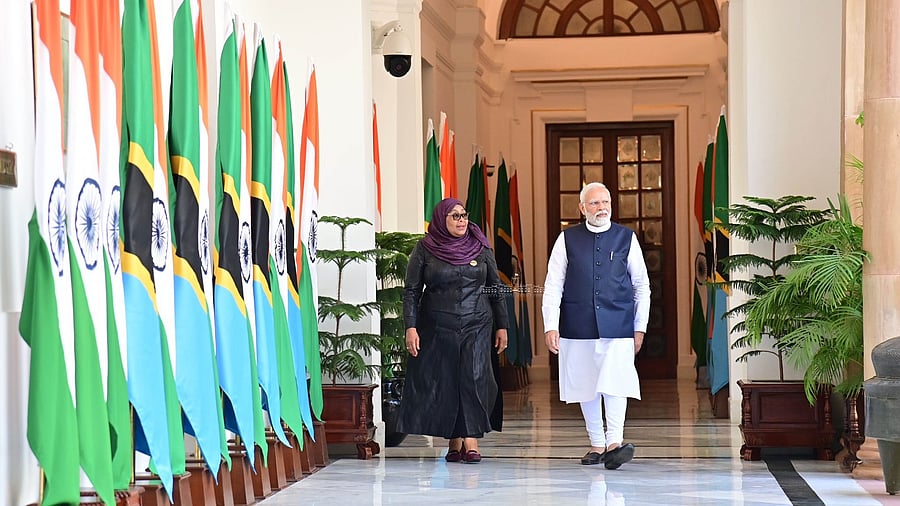 <div class="paragraphs"><p>Tanzanian President Samia Suluhu Hassan with Prime Minister Narendra Modi.</p></div>