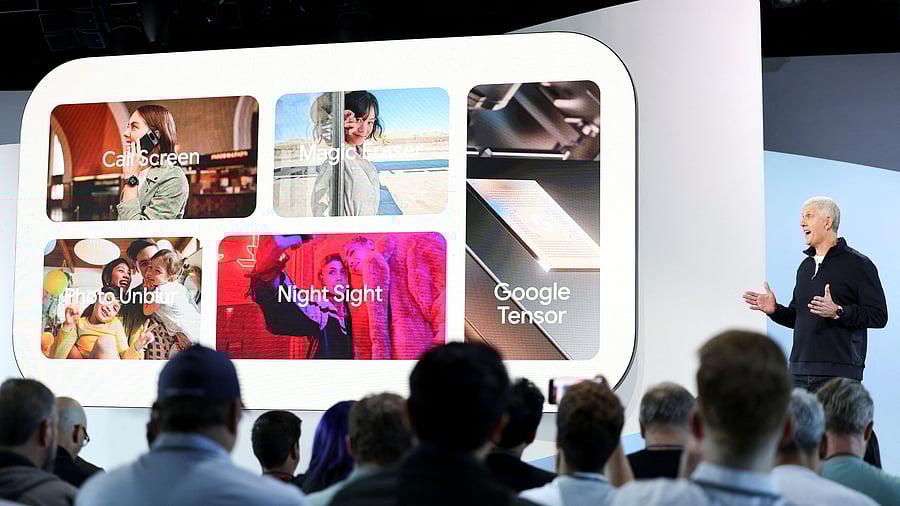 <div class="paragraphs"><p>Rick Osterloh, Google Senior Vice President, presents features of the new Pixel 8 and Pixel 8 Pro Phones, in New York City, US, October 4, 2023.</p></div>