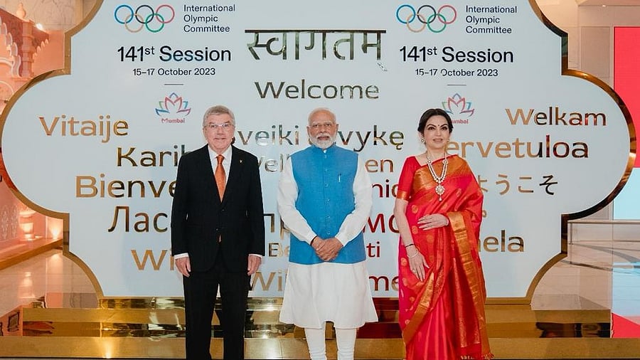 <div class="paragraphs"><p>The International Olympic Committee (IOC) Session was inaugurated by Shri Narendra Modi, honourable Prime Minister of India in the presence of Mr Thomas Bach, IOC President & Mrs. Nita Ambani, IOC Member.</p></div>