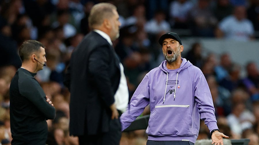 <div class="paragraphs"><p>Liverpool manager Jurgen Klopp reacts during the match against Tottenham Hotspur.</p></div>