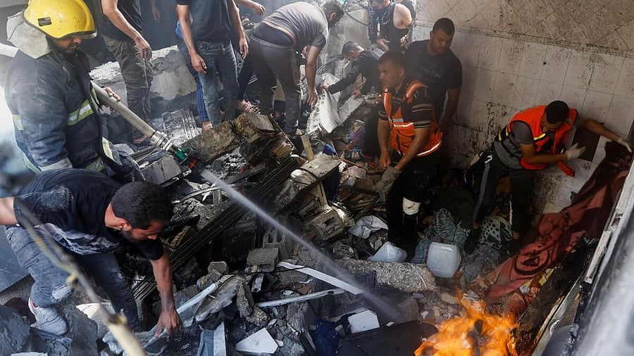 <div class="paragraphs"><p>Destruction in the wake of Israeli airstrikes amid the ongoing conflict.</p></div>