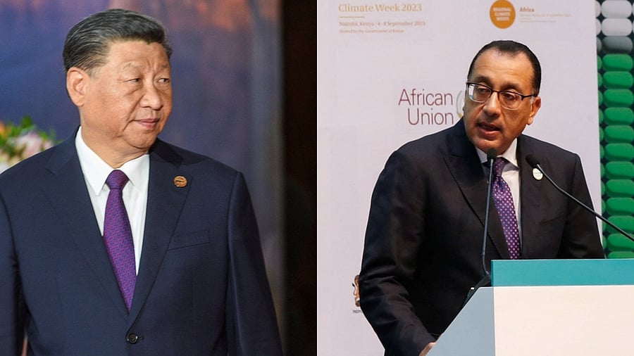 <div class="paragraphs"><p>Xi Jinping (L) and&nbsp;Mostafa Madbouly (R)</p></div>