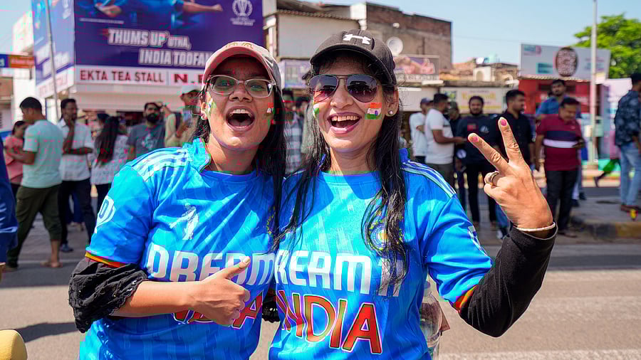 <div class="paragraphs"><p>Cricket fans outside the Narendra Modi Stadium during the opening match of the ICC Men's Cricket World Cup match between England and New Zealand, in Ahmedabad, Thursday, Oct. 5, 2023.</p></div>