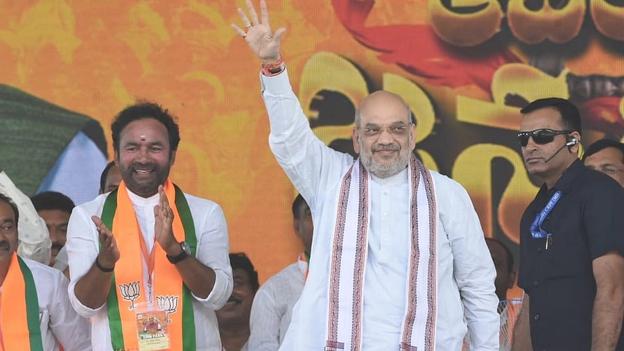 <div class="paragraphs"><p>Union Home Minister Amit Shah with Union Minister and Telangana BJP President G Kishan Reddy at a rally in Adilabad. </p></div>