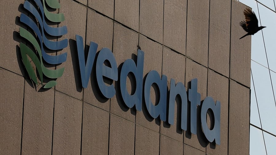 <div class="paragraphs"><p>Vedanta's logo on its headquarters in Mumbai, India. </p></div>