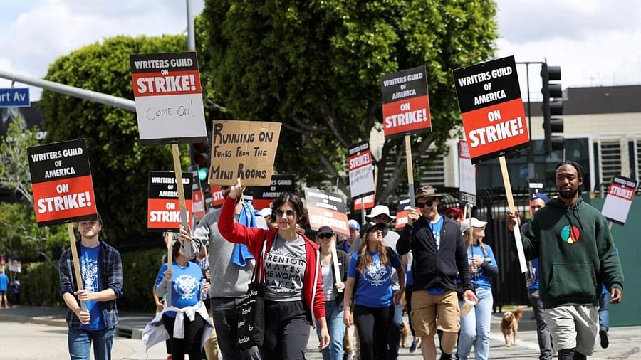 <div class="paragraphs"><p>Workers and supporters of the Writers Guild of America protest outside Universal Studios Hollywood. </p></div>