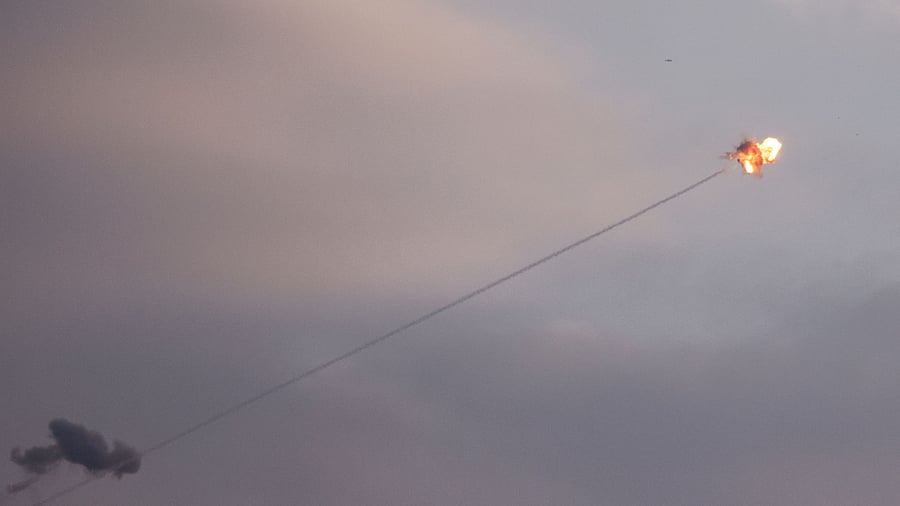 <div class="paragraphs"><p>Israel's Iron Dome anti-missile system intercepts rockets launched from the Gaza Strip, as seen from the Israeli side of the border between Israel and the Gaza Strip.</p></div>