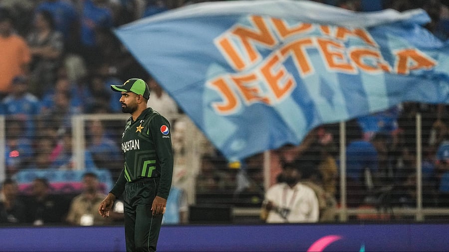 <div class="paragraphs"><p>Ahmedabad: Pakistan's Babar Azam during the ICC Men's Cricket World Cup 2023 match between India and Pakistan, at Narendra Modi Stadium, in Ahmedabad.</p></div>