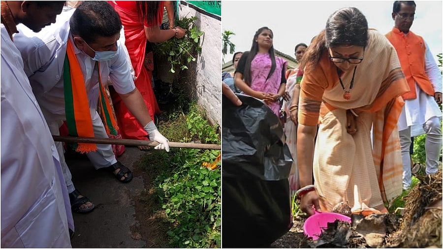 <div class="paragraphs"><p>BJP leader Suvendu Adhikari and Union minister Smriti Irani. </p></div>