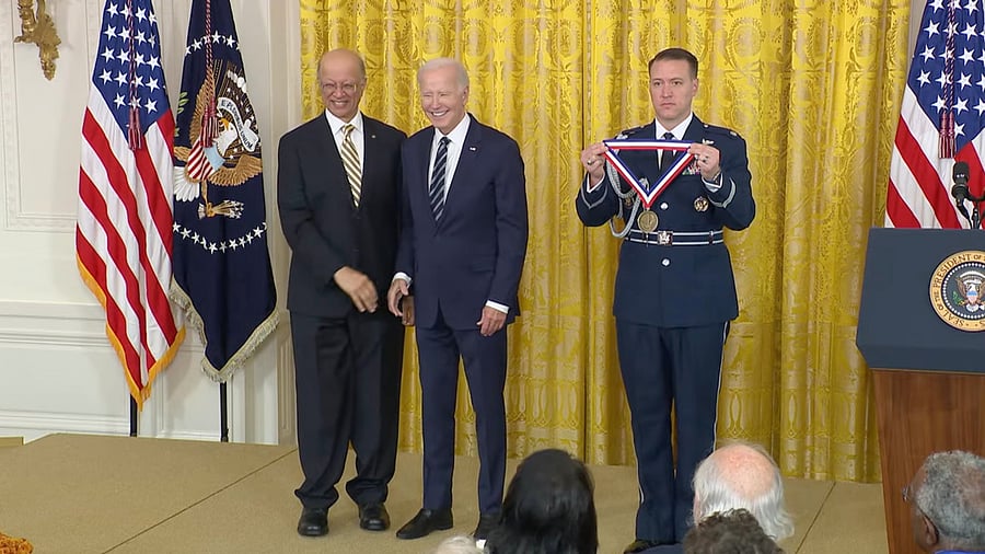 <div class="paragraphs"><p>US President Joe Biden presenting the prestigious White House National Medal for Technology and Innovation to Indian-American scientist Ashok Gadgil.&nbsp;</p></div>