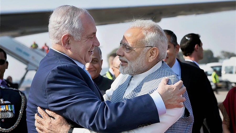 <div class="paragraphs"><p>Prime Minister Narendra Modi with his Israeli counterpart Benjamin Netanyahu.</p></div>