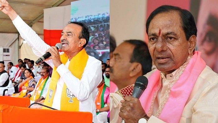 <div class="paragraphs"><p>BJP legislator Etala Rajender and Chief Minister K Chandrasekhar Rao.</p></div>