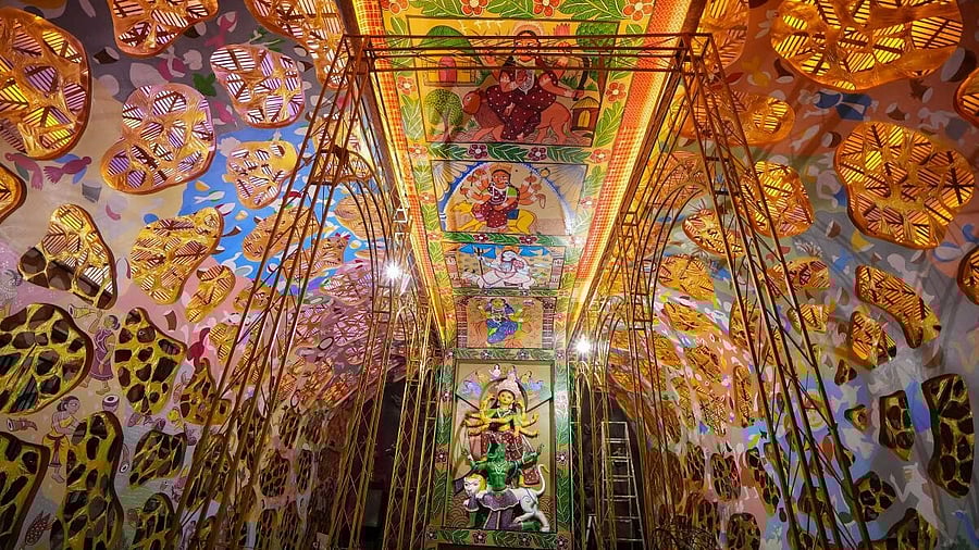 <div class="paragraphs"><p>A Durga Puja pandal ahead of the Durga Puja festival, in Kolkata. </p></div>