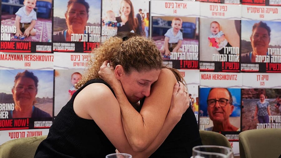 <div class="paragraphs"><p>Family members of people taken hostages by the Hamas militants from Israel.&nbsp;</p></div>