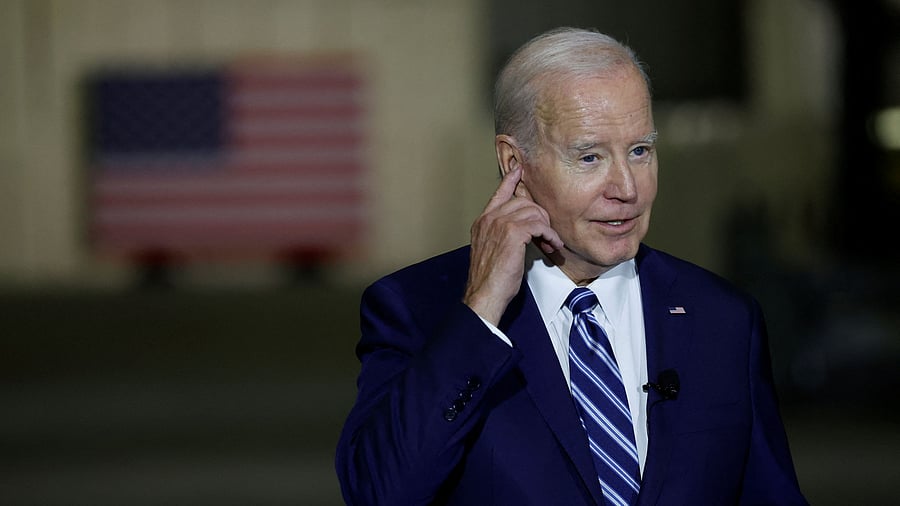 <div class="paragraphs"><p>US President Joe Biden participates in a tour of the Tioga Marine Terminal in Philadelphia, Pennsylvania, U.S.</p></div>