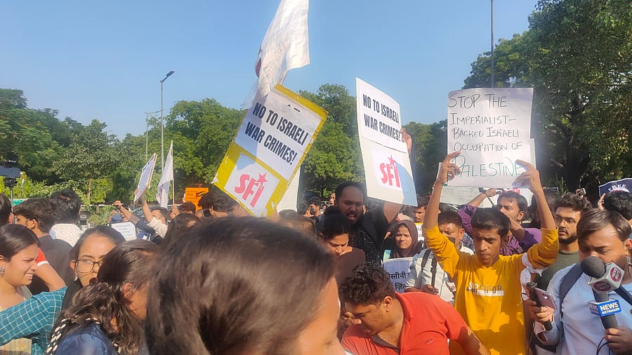 <div class="paragraphs"><p>The students were protesting in support of Palestine and trying to reach the Israeli embassy when the police action took place, the officials said.</p></div>