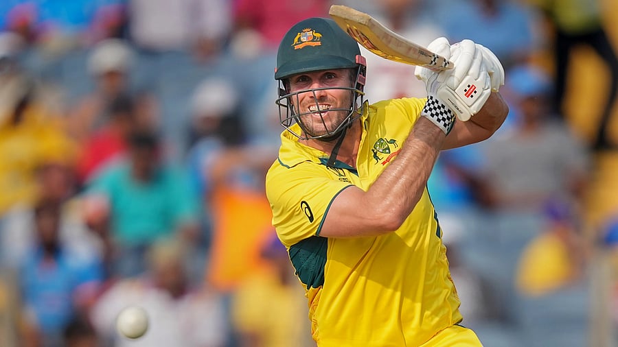 <div class="paragraphs"><p>Australia's Mitchell Marsh plays a shot during the ICC Men's Cricket World Cup 2023 match between Australia and Bangladesh, at Maharashtra Cricket Association Stadium, in Pune.</p></div>