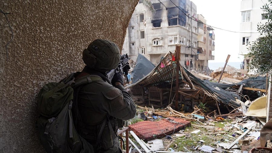 <div class="paragraphs"><p>An Israeli soldier operates amid the ongoing ground operation of the Israeli army against Palestinian Islamist group Hamas, in the Gaza Strip.</p></div>