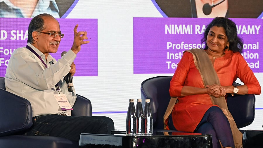 <div class="paragraphs"><p>Sharad Sharma, co-founder of iSPIRT Foundation, and Nimmi Rangaswamy, professor at the International Institute of Information Technology, Hyderabad, talk about the ethics of disruptive technologies during Dialogs 2023: Expanding Science and Technology Horizon in Bengaluru on Saturday.</p></div>