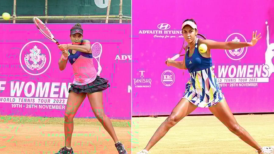 <div class="paragraphs"><p>Zeel Desai (left) won against Rutuja Bhosale, Shrivalli Rashmikaa Bhamidiapty (right) won against Lanlana Tararudee and enter into final at ITF Women’s world Tennis Tour in Bowering Institute, Bengaluru. </p></div>