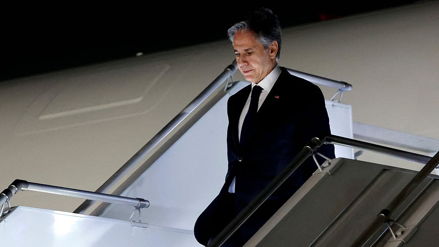 <div class="paragraphs"><p>US Secretary of State Antony Blinken arrives at Palam Air Base in New Delhi.</p></div>