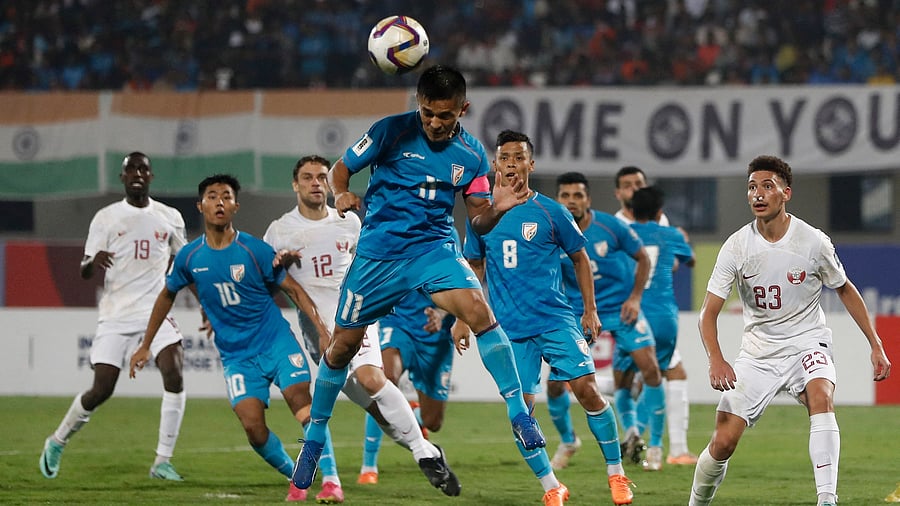 <div class="paragraphs"><p>India's Sunil Chhetri in action against Qatar.</p></div>