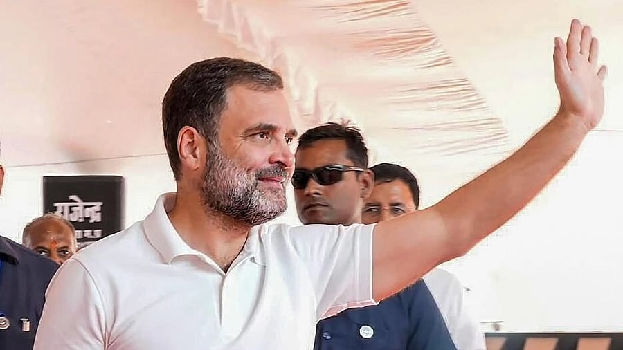 <div class="paragraphs"><p>Congress leader Rahul Gandhi waves to the supporters during a public meeting ahead of the MP Assembly elections. </p></div>