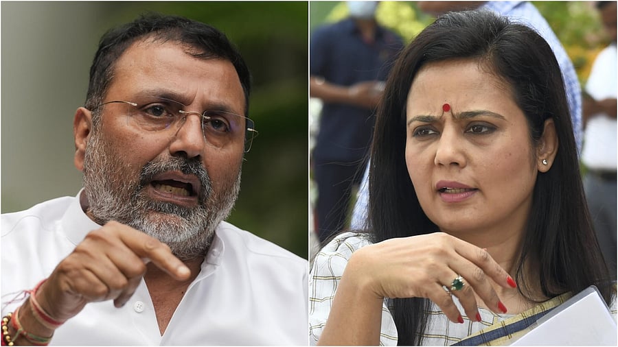 <div class="paragraphs"><p>BJP MP Nishikant Dubey(L) and Trinamool MP Mahua Moitra.&nbsp;</p></div>
