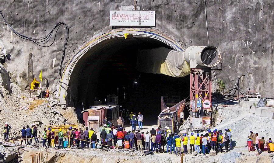 <div class="paragraphs"><p>Uttarkashi: Officials at the under-construction Silkyara Bend-Barkot Tunnel after the successful evacuation of the 41 trapped workers, in Uttarkashi district, Wednesday, Nov. 29, 2023. </p></div>