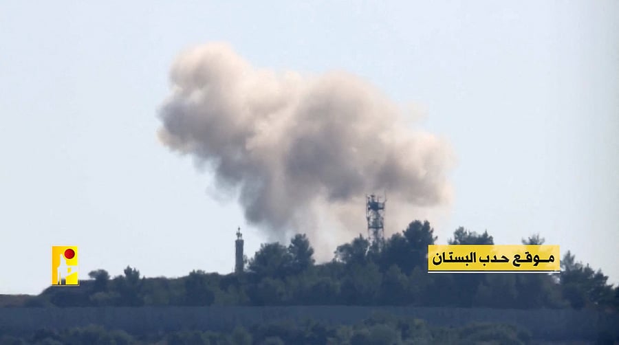 <div class="paragraphs"><p>File Photo: Smoke rises from a purported Hezbollah strike on an Israeli army position at the Lebanese-Israeli border in this still image from video obtained by Reuters on November 4, 2023. </p></div>