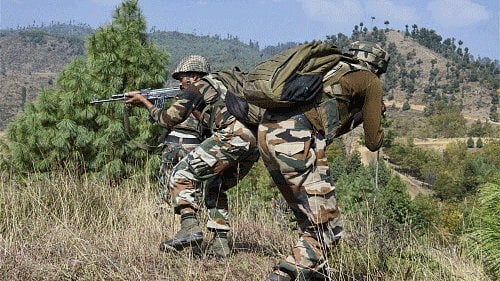 <div class="paragraphs"><p>Army soldiers taking positions during an encounter with militants in Keran sector of J & K on Saturday. The Army on Saturday foiled yet another infiltration bid in Fateh Gali region of Keran sector in Kashmir. </p></div>