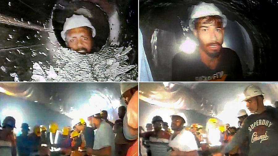 <div class="paragraphs"><p>Visuals of workers who have been trapped in the collapsed tunnel.</p></div>