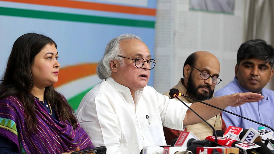 <div class="paragraphs"><p>Congress MP Jairam Ramesh with party leaders addresses a press conference ahead of the state assembly elections, at PCC headquarters in Bhopal</p></div>