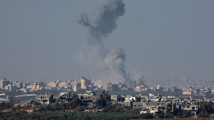 <div class="paragraphs"><p>Smoke rises after an Israeli strike on Gaza, amid the ongoing conflict between Israel and Palestinian Islamist group Hamas, as seen from Sderot in southern Israel, November 7, 2023. </p></div>