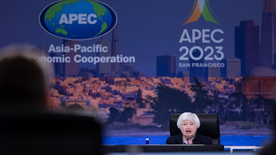 <div class="paragraphs"><p>US Secretary of Treasury, Janet Yellen hosts a Finance Ministers' Meeting plenary at the APEC Summit in San Francisco, California, November 13, 2023. </p></div>