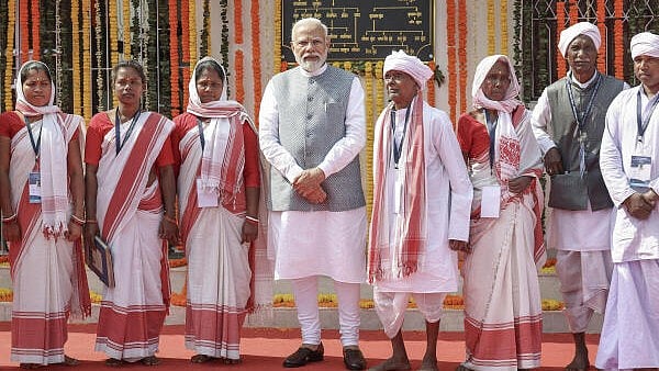 <div class="paragraphs"><p>Prime Minister Narendra Modi during a visit to Ulihatu, the birth place of freedom fighter Birsa Munda, in Jharkhand.</p></div>
