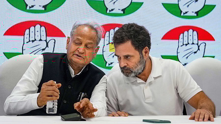<div class="paragraphs"><p>File Photo: Congress leader Rahul Gandhi with Rajasthan CM Ashok Gehlot during a press conference, in New Delhi.&nbsp;</p></div>