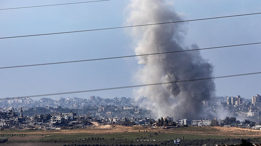 <div class="paragraphs"><p>Smoke rises over Gaza as seen from Southern Israel, amid the ongoing conflict between Israel and the Palestinian group Hamas, November 11, 2023. </p></div>