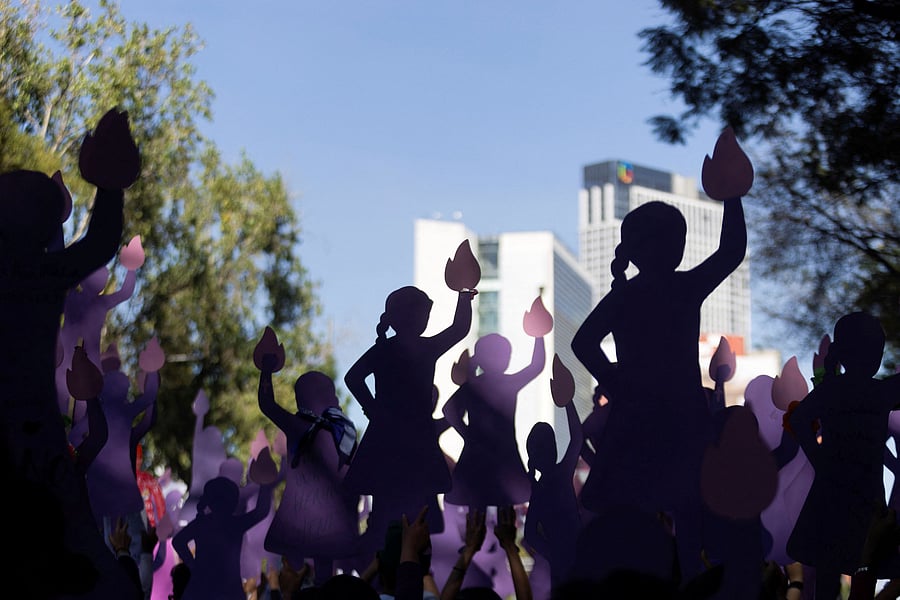 <div class="paragraphs"><p>Demonstrators carry cardboard women's silhouettes during a protest to mark the International Day for the Elimination of Violence Against Women, in Mexico City, Mexico November 25, 2023. </p></div>